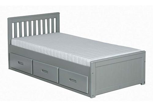 3ft single Grey painted pine wood wooden bed frame + 3 drawers storage 1